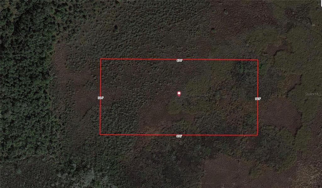 This is an aerial map showing a rectangular plot of land with its dimensions marked — 49667 BERMONT ROAD, PUNTA GORDA, FL