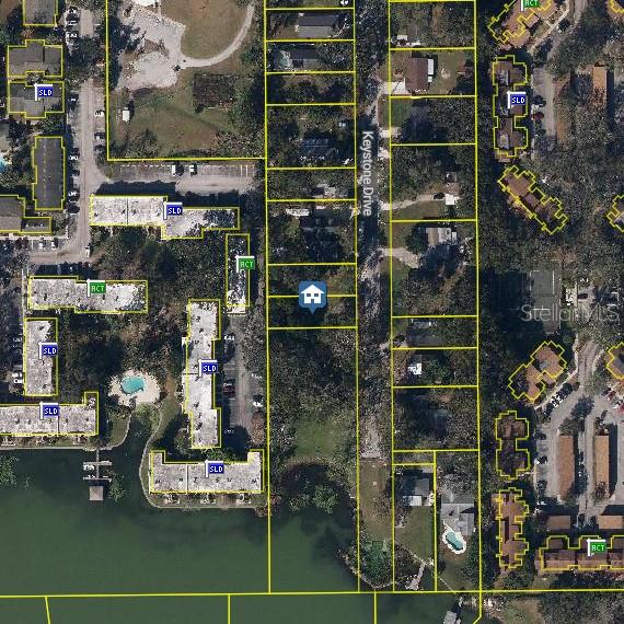 This is an aerial map showing a residential property lot outlined in yellow on Keystone Drive — KEYSTONE DRIVE Lot 18, ORLANDO, FL
