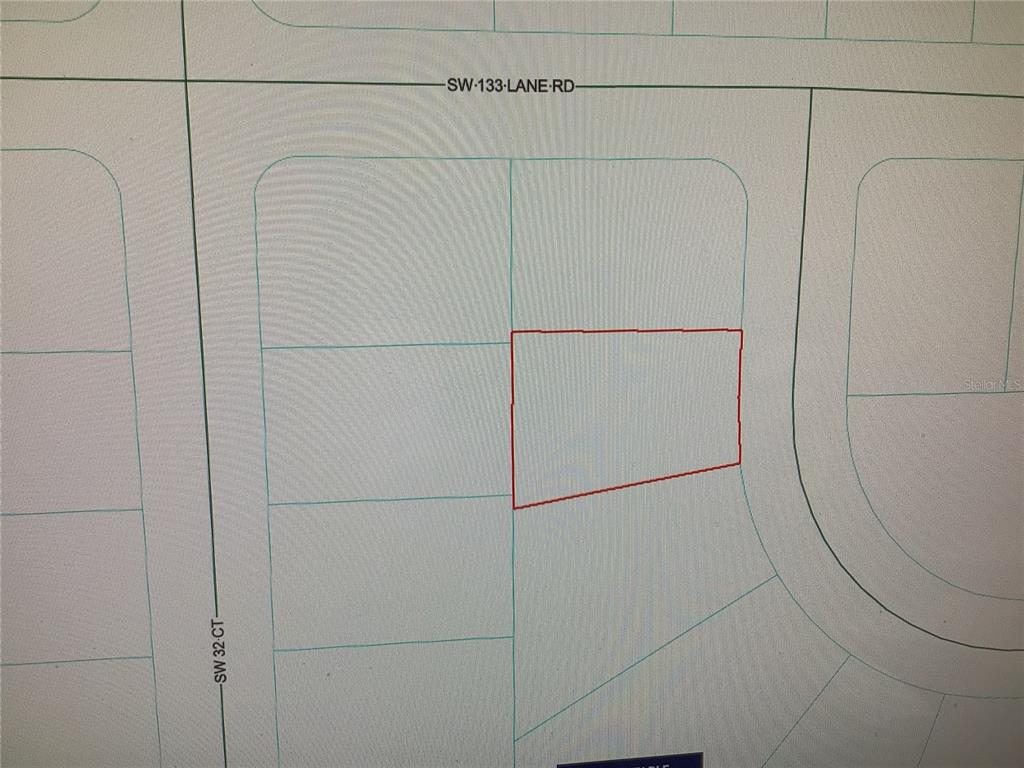 This is a plat map showing a highlighted parcel of land near a road intersection — 0 SW 31 TERRACE ROAD, OCALA, FL