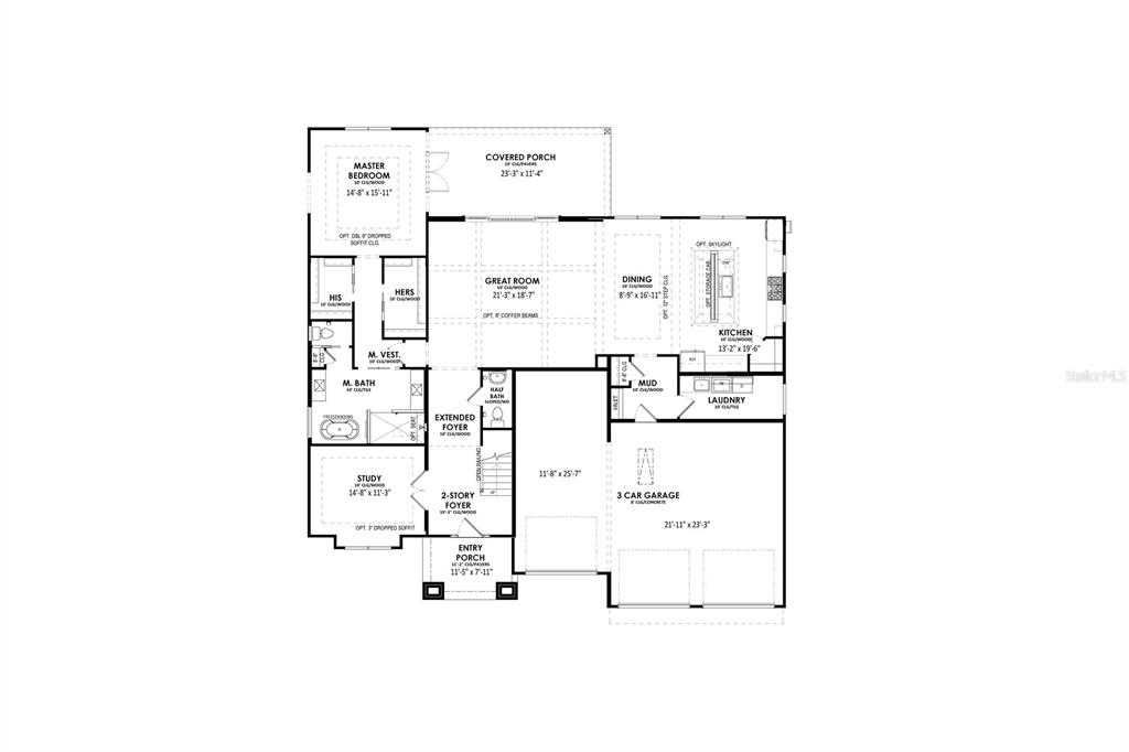This is a floor plan for a single-story home featuring a three-car garage — 1047 SW 147TH TERRACE, NEWBERRY, FL