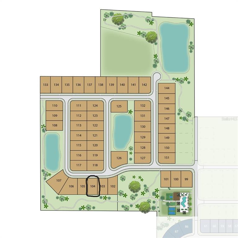 This is a site plan map showing the layout of residential lots and community amenities — 1047 SW 147TH TERRACE, NEWBERRY, FL