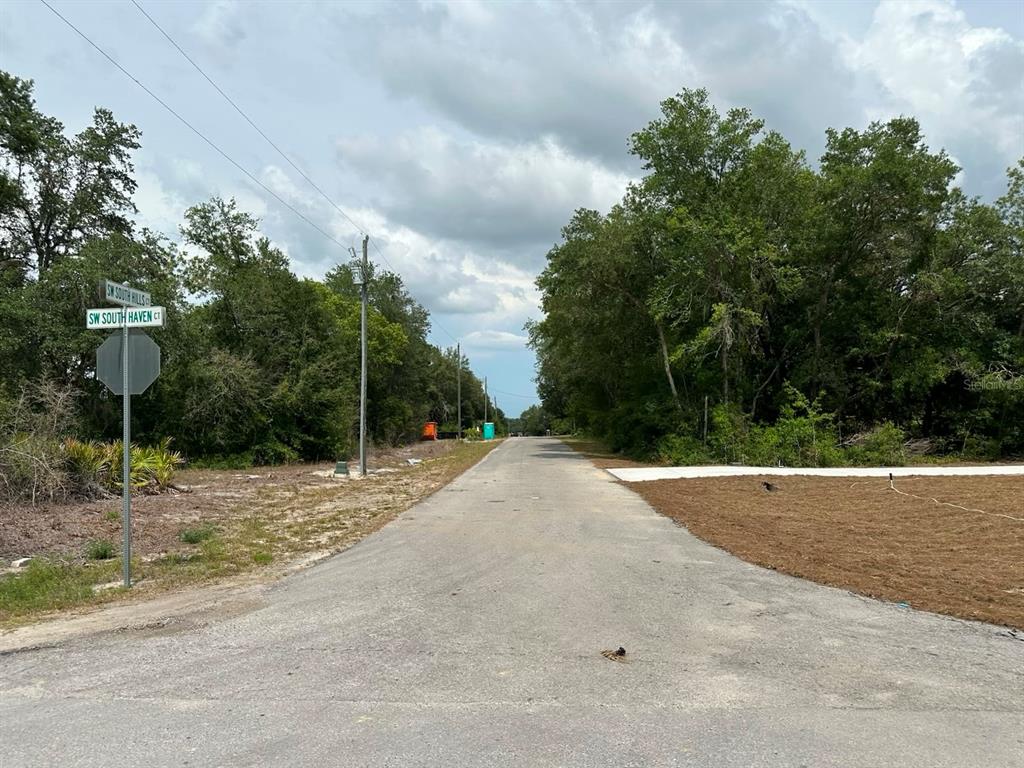 A paved road intersection features street signs and a cleared lot with trees — 00 SOUTH HAVEN COURT, DUNNELLON, FL