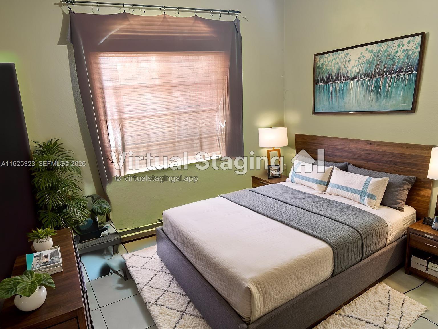 This bedroom features a queen bed, wood headboard, and a window with sheer curtains — 12414 SW 213th St, Miami FL 33177, MIAMI, FL