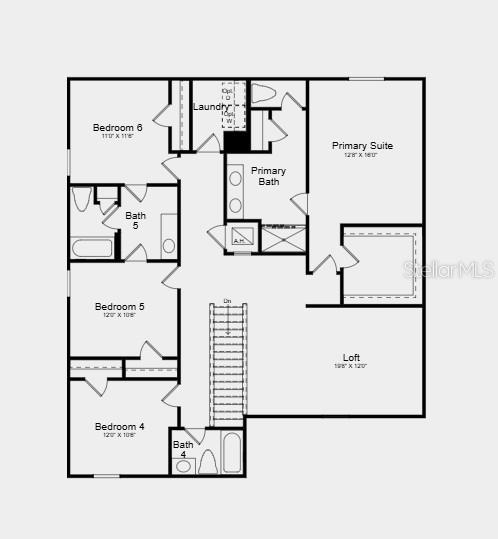This is a floor plan of a house's second level featuring a loft and six bedrooms — 5467 ISLA SAONA DRIVE, KISSIMMEE, FL