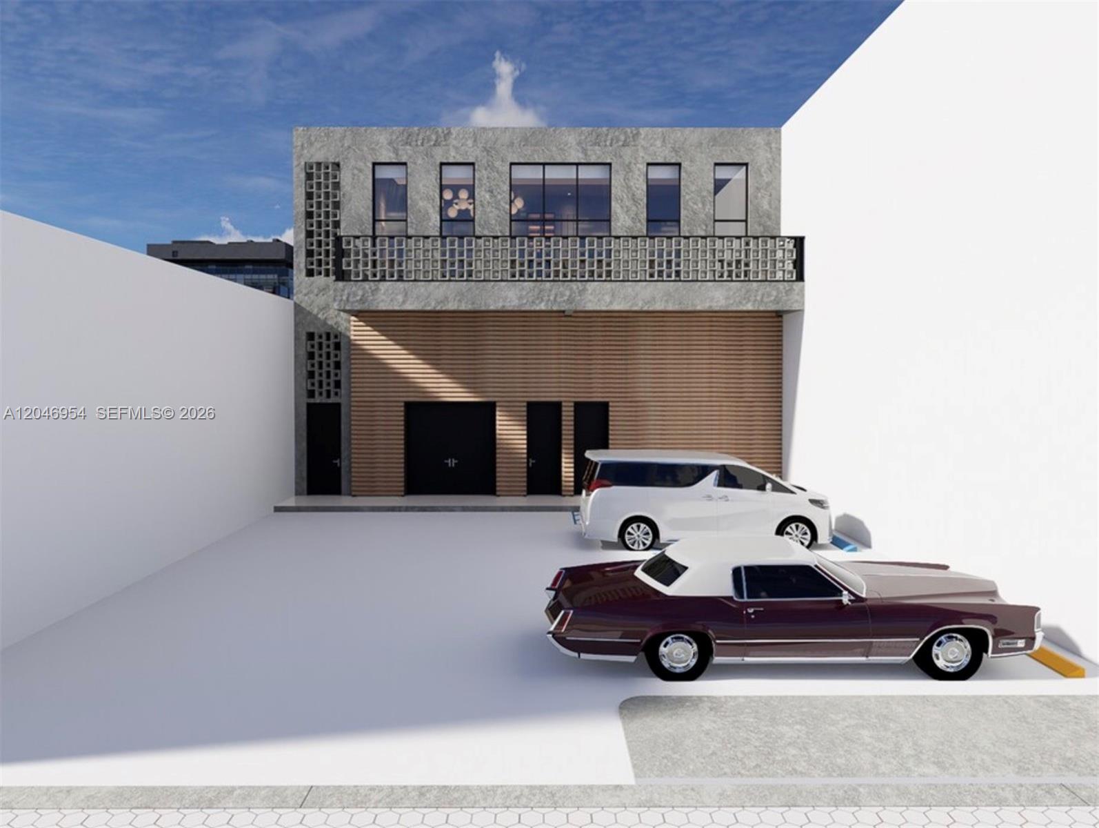 This is a rendering of a modern two-story building with a concrete facade and parking — 119 S 21st Ave, Hollywood FL 33020, HOLLYWOOD, FL