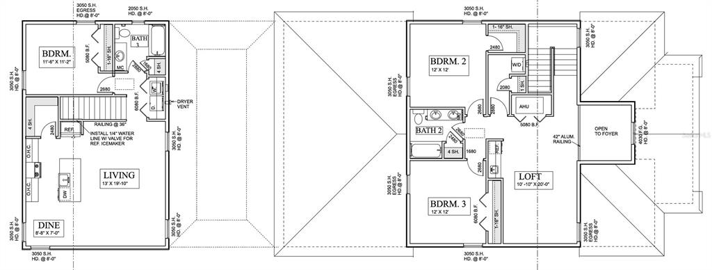This is a floor plan showing the layout of a two-story residential home — 215 2ND AVENUE N, SAFETY HARBOR, FL
