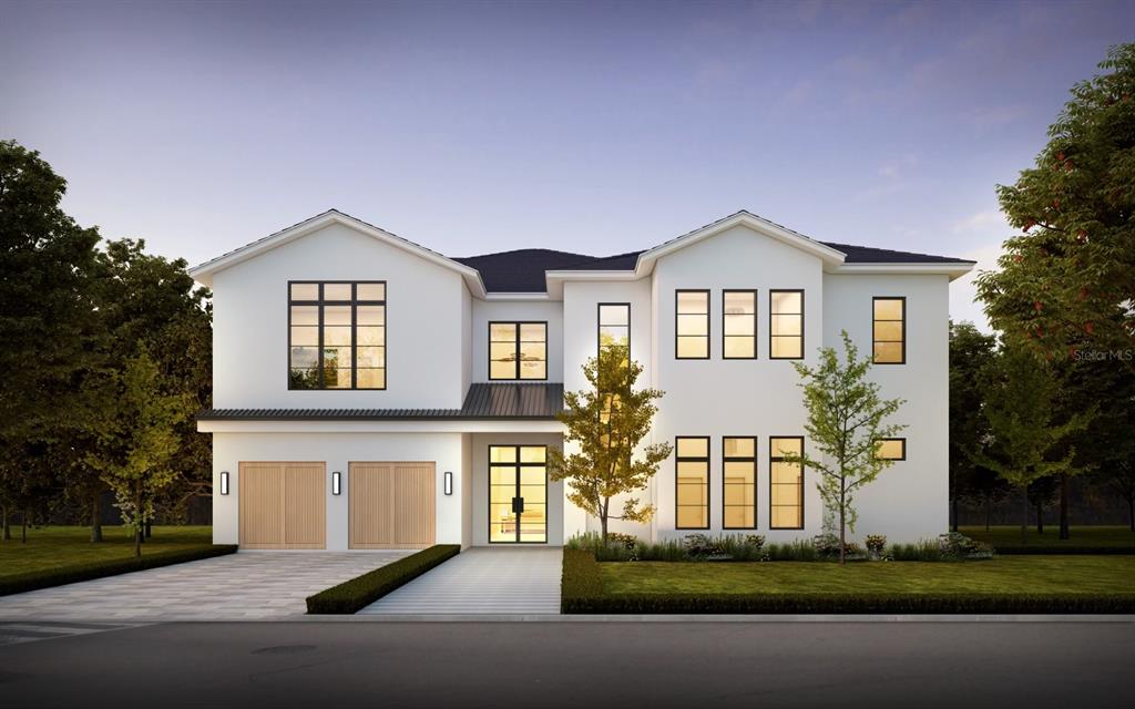 This is a digital rendering of a two-story modern house with a white exterior — 8190 VALHALLA TERRACE, KISSIMMEE, FL