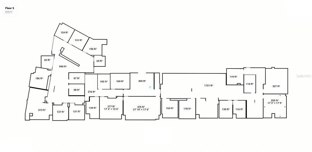 This is a floor plan showing the layout and square footage of various rooms — 189 S ORANGE AVENUE UNIT 1430,1450,1470, ORLANDO, FL