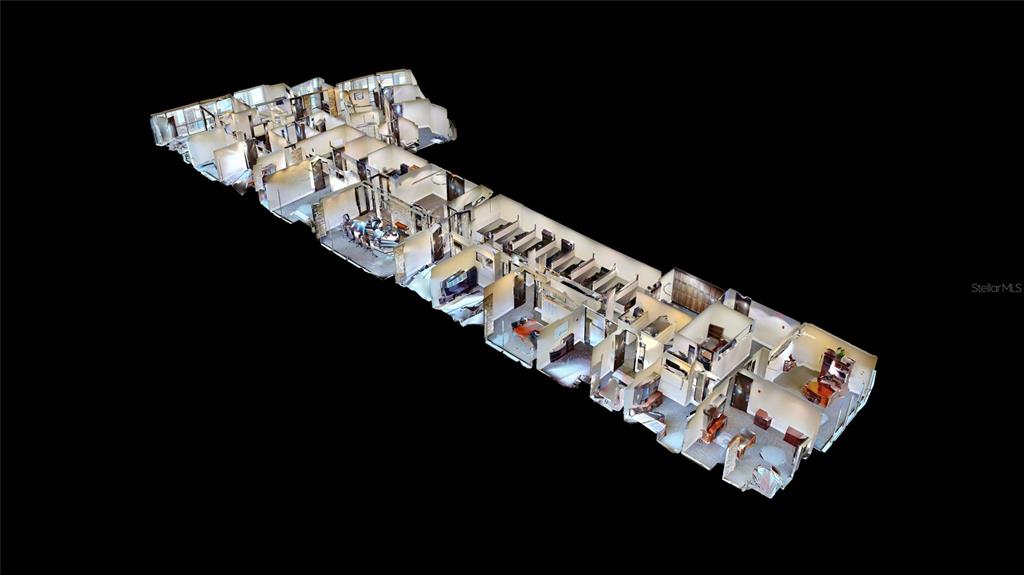 This is a 3D dollhouse rendering of a multi-room residential floor plan — 189 S ORANGE AVENUE UNIT 1430,1450,1470, ORLANDO, FL