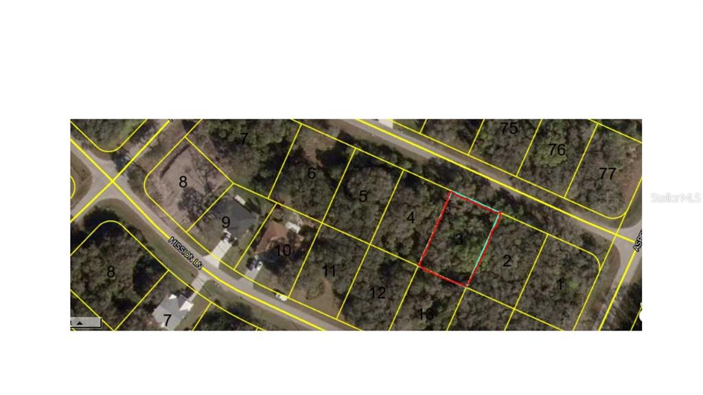 This is a satellite map view of a residential lot highlighted in red — MARCH LANE, LABELLE, FL