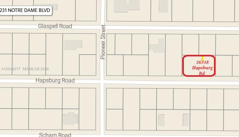This is a map showing property lot lines and street names in a residential neighborhood — 26318 Hapsburg Rd, Punta Gorda FL 33955, PUNTA GORDA, FL