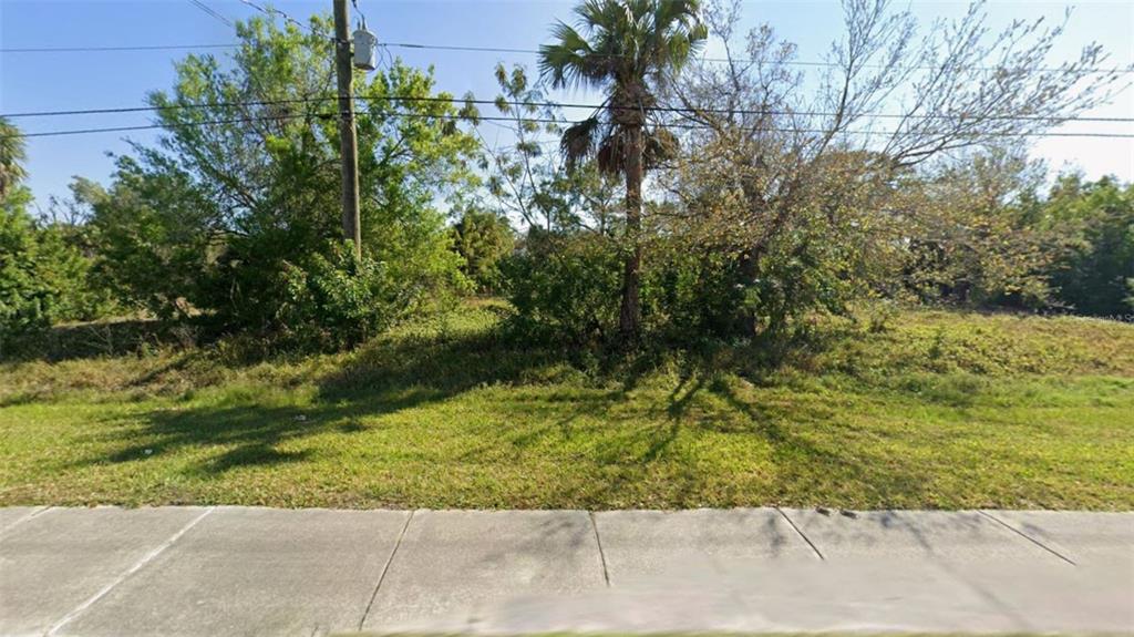 A vacant, grassy residential lot features a palm tree and various shrubs under a clear sky — 1828 COOPER STREET, PUNTA GORDA, FL