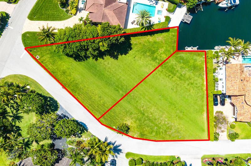 This aerial map shows two adjacent vacant waterfront lots outlined in red — 103 Bonito Drive, Ocean Ridge FL 33435, OCEAN RIDGE, FL