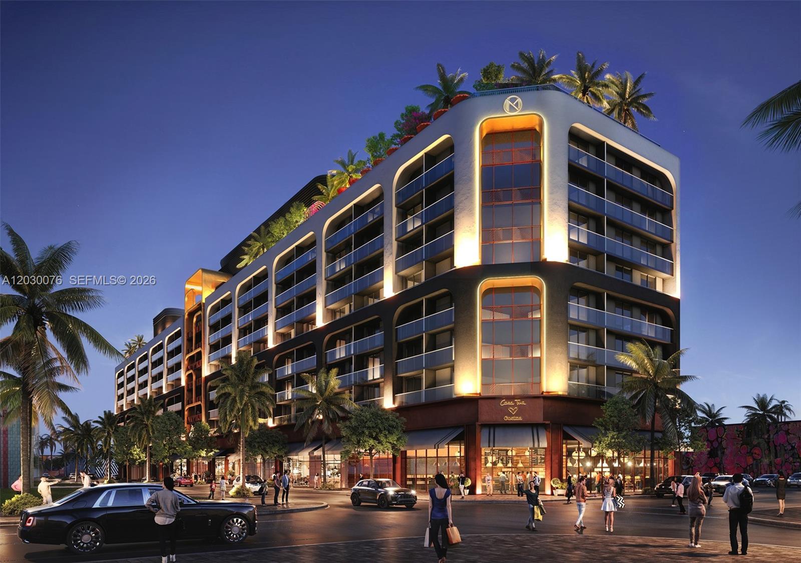 This is a rendering of a modern multi-story building with balconies and ground-floor retail space — 2700 NW 2nd ave # 421, Miami FL 33127, MIAMI, FL