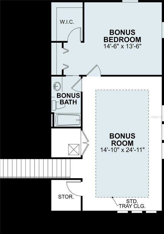 This floor plan shows a bonus room, a bonus bedroom with a walk-in closet, and a bathroom — 4973 BASSWOOD STREET, LAKELAND, FL