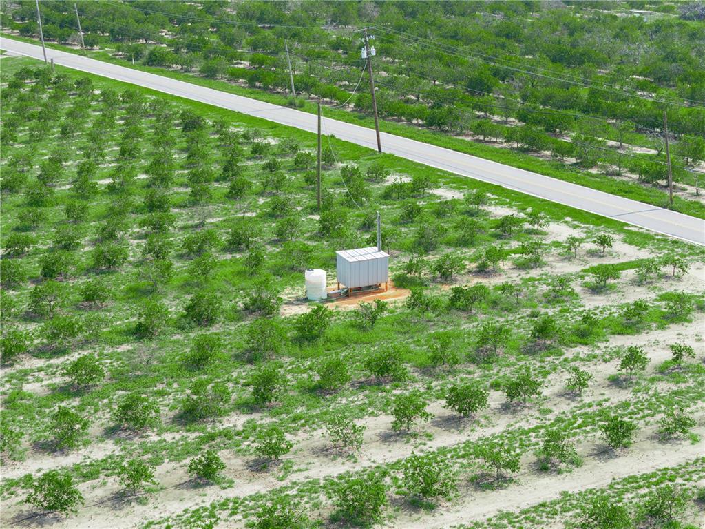 An aerial view shows a small utility shed and water tank in an orchard — 0 HOPSON ROAD, FROSTPROOF, FL