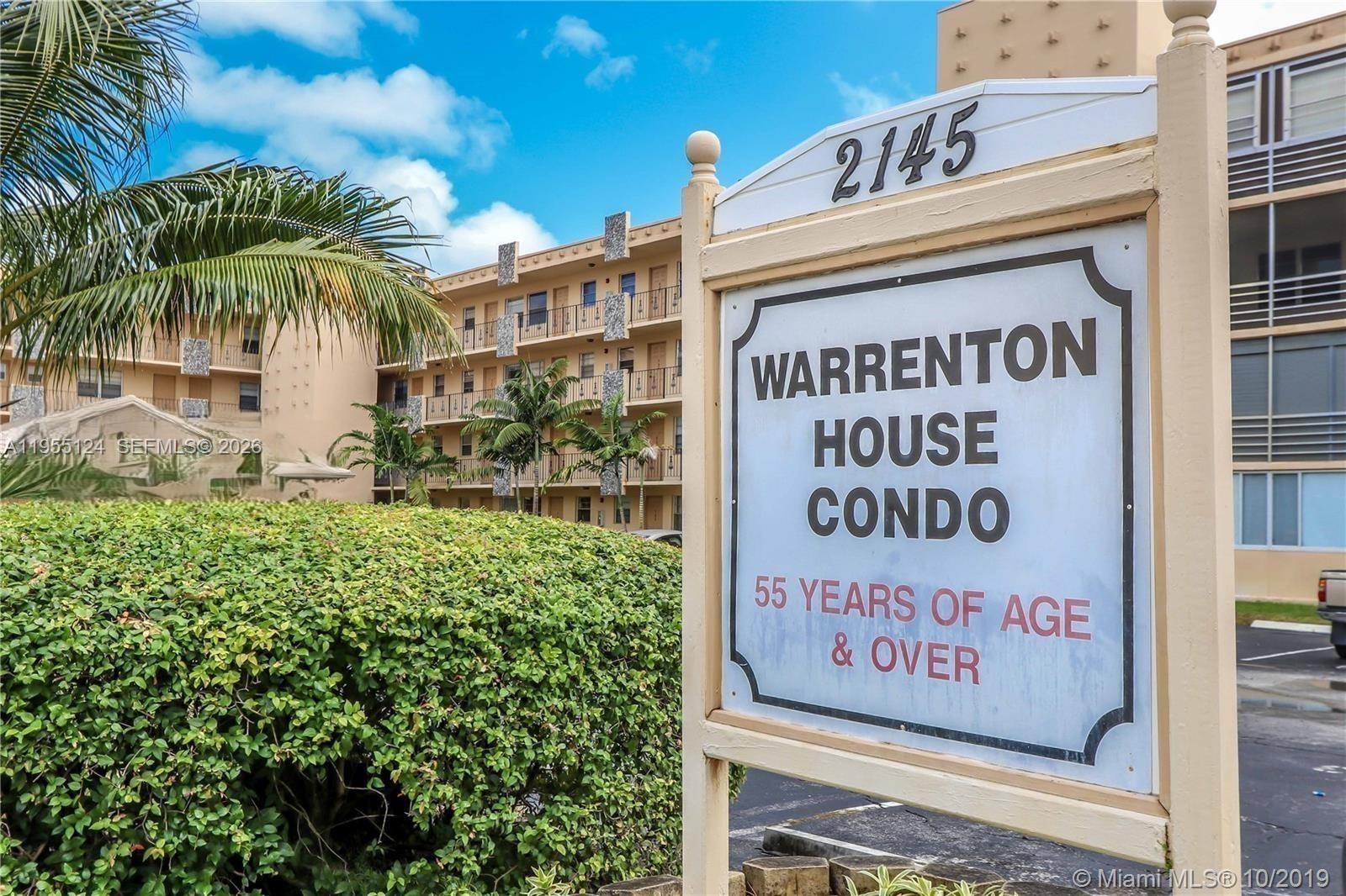 A sign for Warrenton House Condo stands in front of a multi-story residential building — 2145 Pierce St # 326, Hollywood FL 33020, HOLLYWOOD, FL