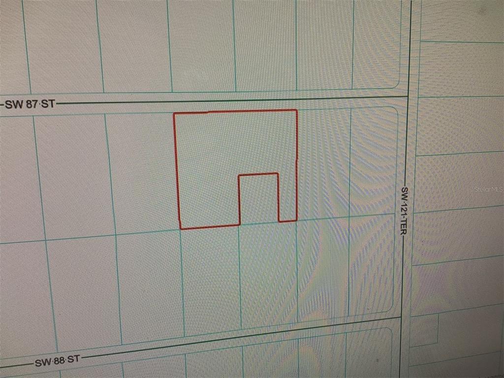 This is a map showing a property lot outlined in red — 0 SW 87 STREET, DUNNELLON, FL