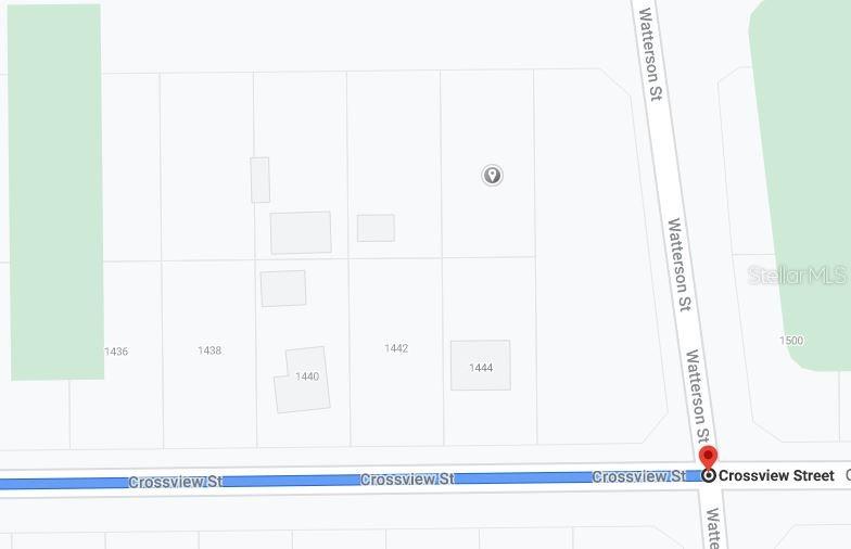 This map shows a residential street layout with property lot lines and building footprints — 1439 COLUMBUS STREET, LAKE PLACID, FL