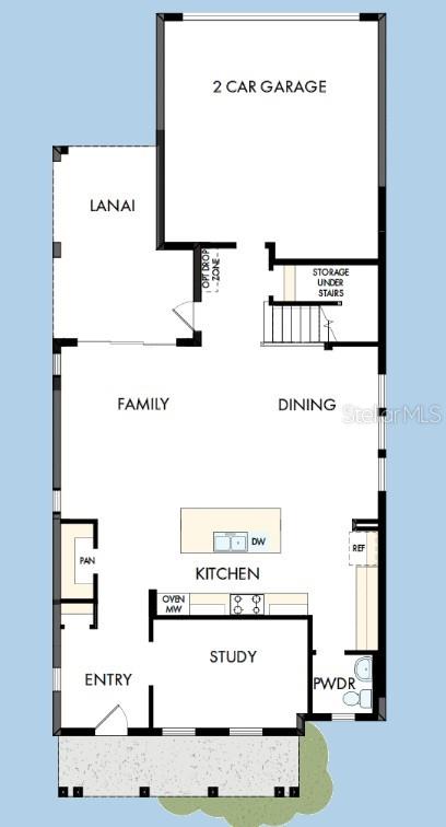This is a floor plan for the first level of a home with a garage — 7300 DONNYBROOK LANE, SARASOTA, FL
