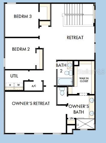 This is a floor plan of a residential second floor featuring three bedrooms and two bathrooms — 7300 DONNYBROOK LANE, SARASOTA, FL