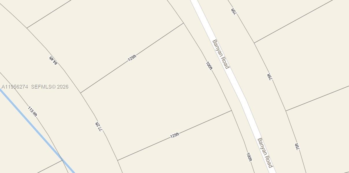 This is a map showing property lot lines and dimensions along Banyan Road — 6149 BANYAN RD, Sebring FL 33875, SEBRING, FL