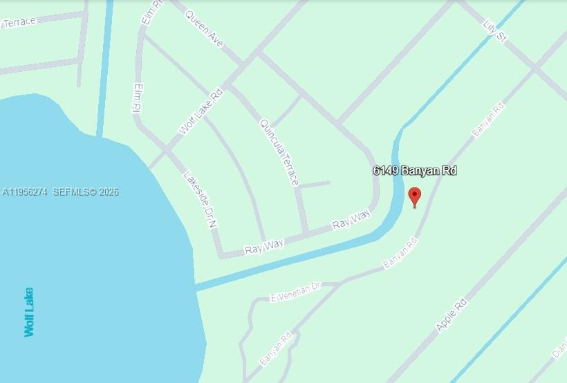 This is a map showing the location of a property near Wolf Lake — 6149 BANYAN RD, Sebring FL 33875, SEBRING, FL