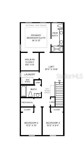 This is a floor plan for the second level of a three-bedroom residential home — 12788 SUNSET WALK DRIVE, WINTER GARDEN, FL