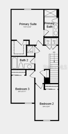 This is a floor plan of a residential second floor featuring three bedrooms and two bathrooms — 7199 GRAND FOREST WAY, NOKOMIS, FL