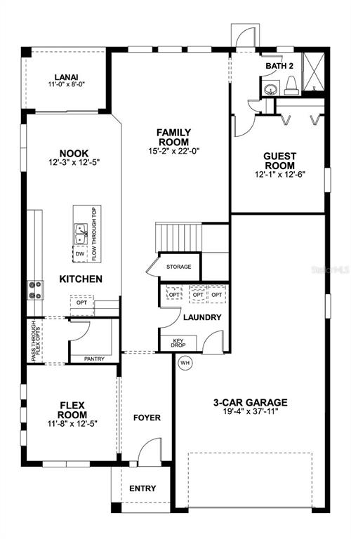 An unfinished room with concrete block walls, exposed wooden roof trusses, and sliding glass doors — 1136 BASALT LANE, SANFORD, FL