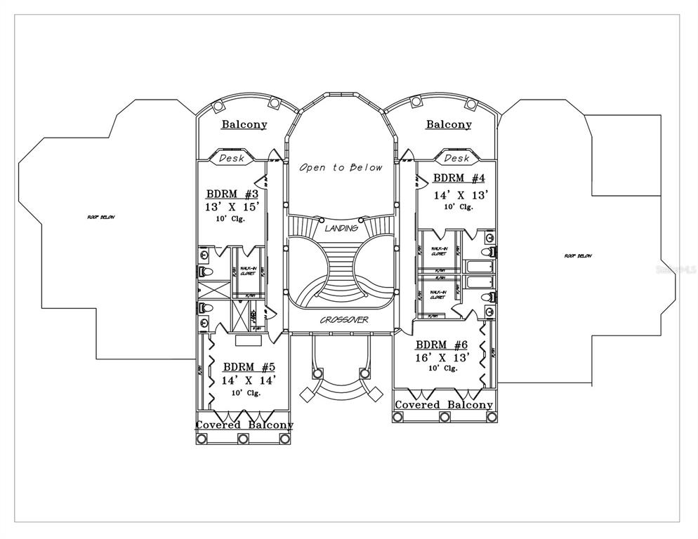 This is a floor plan showing the upper level of a house with four bedrooms — 117 BELLAMERE PALMS COURT, LUTZ, FL