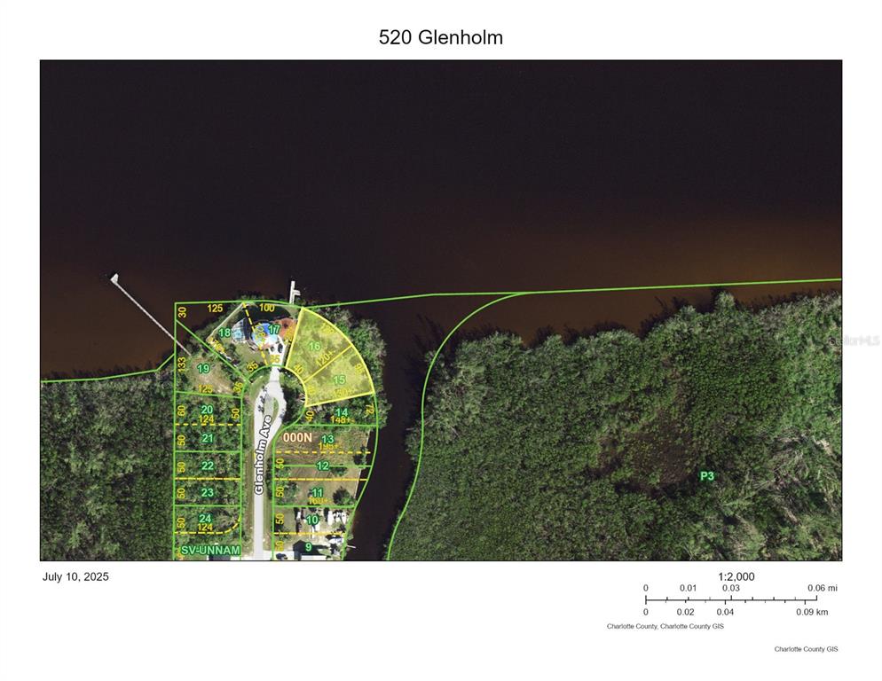 This is a map showing a residential lot layout along Glenholm Avenue — 520 GLENHOLM AVENUE, PUNTA GORDA, FL