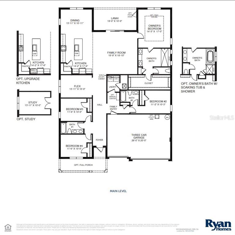 This is a floor plan for a single-story home featuring four bedrooms and a garage — 11106 NELLIE CROSSING CIRCLE, CLERMONT, FL