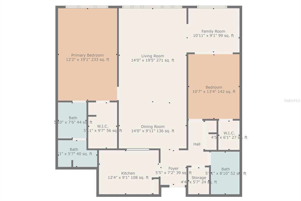 This is a floor plan showing the layout of a residential home — 100 BLUFF VIEW DRIVE UNIT 608C, BELLEAIR BLUFFS, FL