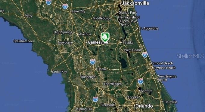 This is a map showing the location of a property in the Gainesville, Florida area — LOT 14 15 16 AND 17 IDAHO AVENUE, HAWTHORNE, FL