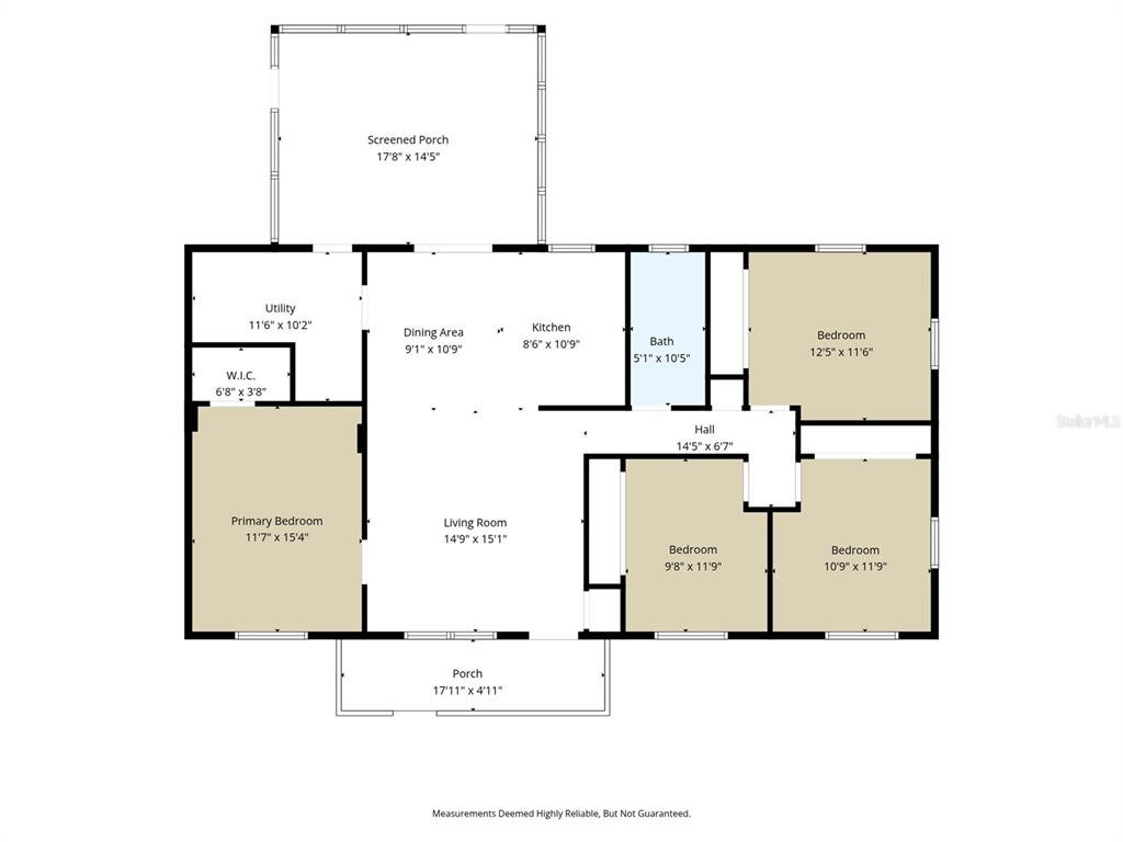 This is a floor plan for a house with four bedrooms and a screened porch — 6376 CAMMIE STREET, BROOKSVILLE, FL