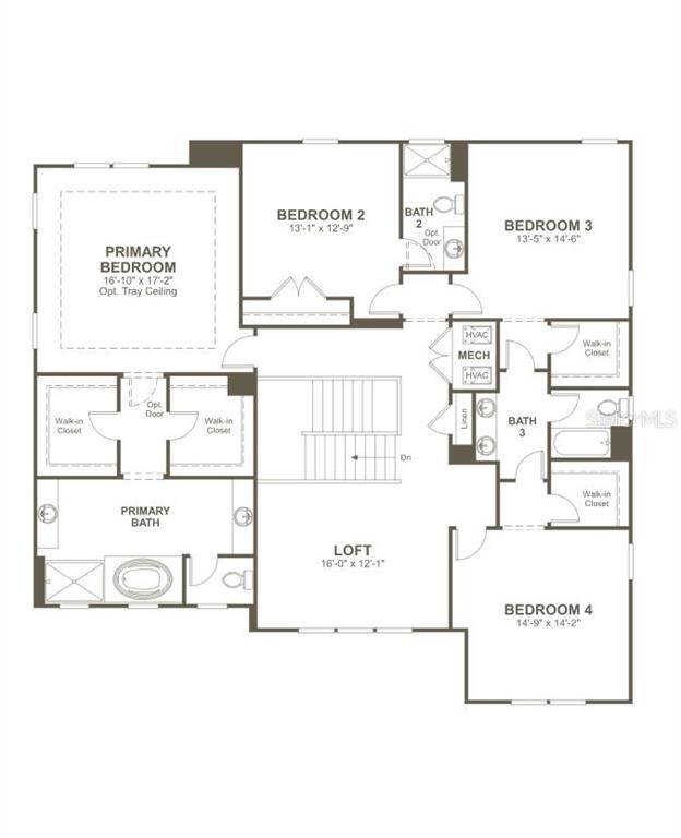 This is a floor plan for the second story of a four-bedroom residential home — 2013 HAMMOCK TRACE DRIVE, PARRISH, FL