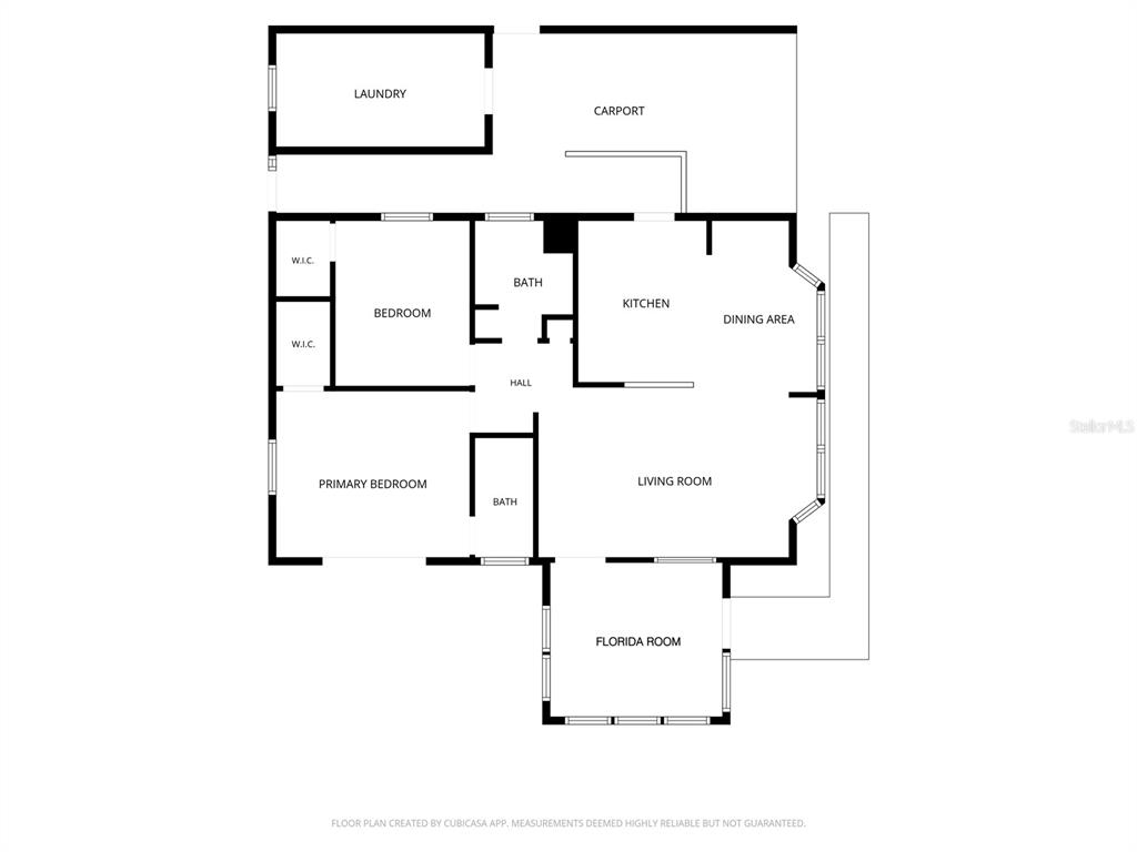 This is a floor plan of a house featuring two bedrooms, two baths, and a carport — 1610 REYNOLDS ROAD UNIT 330, LAKELAND, FL