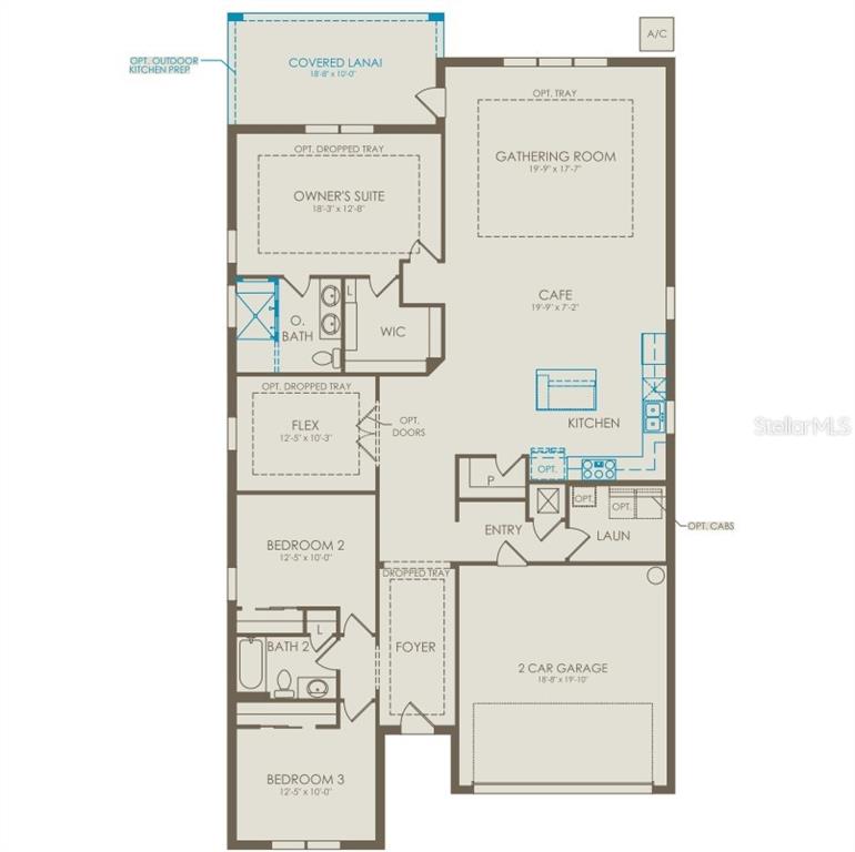 This floor plan shows a single-story home with three bedrooms, a kitchen, and a garage — 4620 SCENIC WOODS DRIVE, CLERMONT, FL
