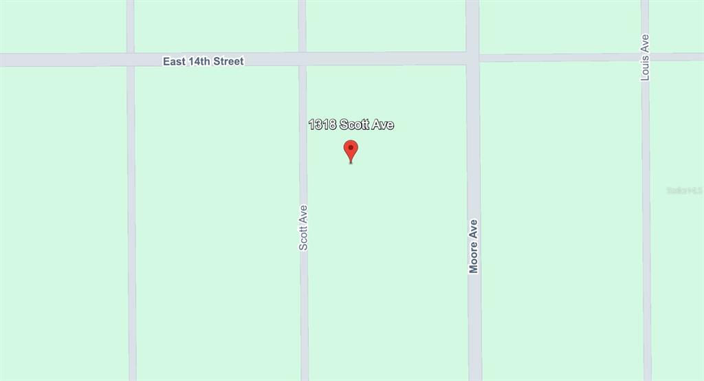 This is a map showing the location of a property near East 14th Street — 1318 SCOTT AVENUE, LEHIGH ACRES, FL