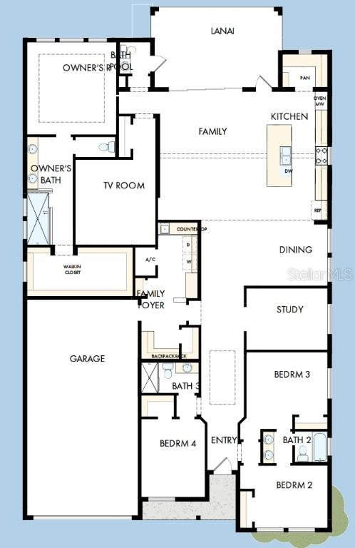 This is a floor plan for a single-story house with four bedrooms and a garage — 17676 FOXTAIL LOOP, VENICE, FL