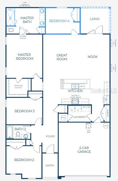 This is a floor plan for a four-bedroom home with a two-car garage — 8592 OAKSTONE CIRCLE, LEESBURG, FL
