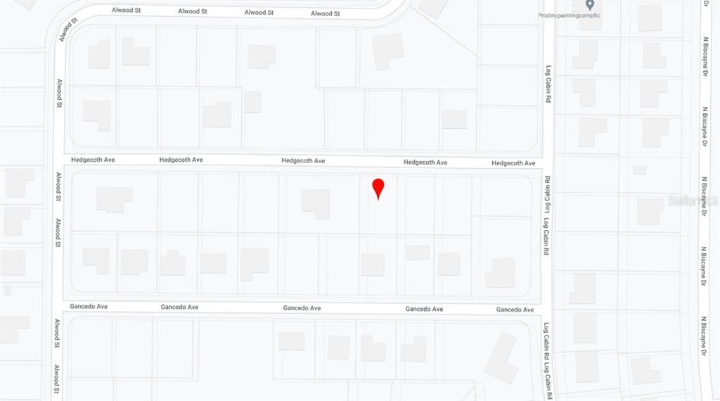 This is a map showing the street layout and property lots in a residential neighborhood — HEDGECOTH AVENUE, NORTH PORT, FL