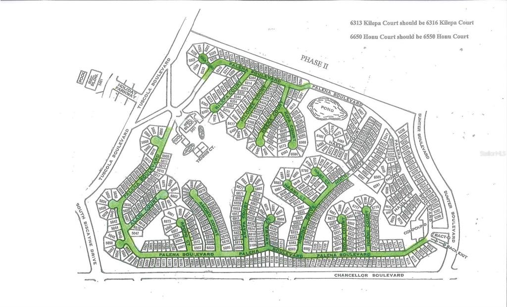This image is a site map showing the layout of residential lots and streets — 5096 PALENA BOULEVARD, NORTH PORT, FL
