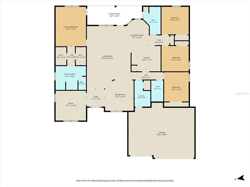 This is a floor plan showing the layout of a single-story house with a garage — 14 LUPINE STREET, HOMOSASSA, FL