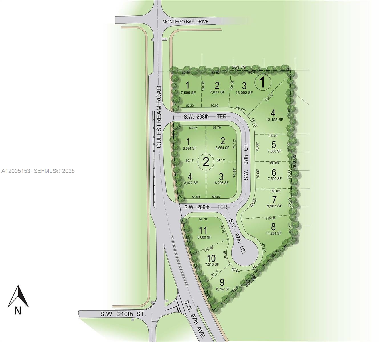 This is a land development map showing the layout of residential lots and streets — 20833 SW 96th Ct, Cutler Bay FL 33189, CUTLER BAY, FL