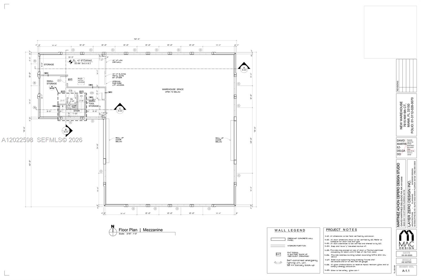 This is a mezzanine floor plan for a warehouse featuring storage rooms and a staircase — 7615 NW 6th Ct, Miami FL 33150, MIAMI, FL