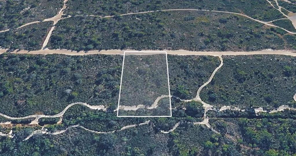 An aerial view shows a rectangular plot of land outlined in white near a road — UNASSIGNED, LAKE WALES, FL