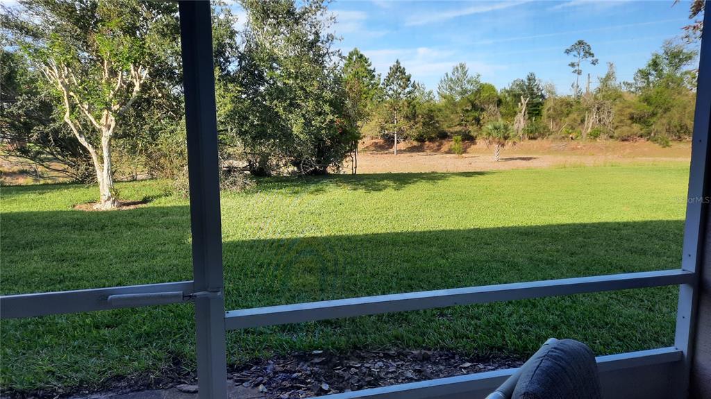 A view of a grassy backyard and trees from a screened-in porch — 1315 ELLI CIRCLE, ORMOND BEACH, FL