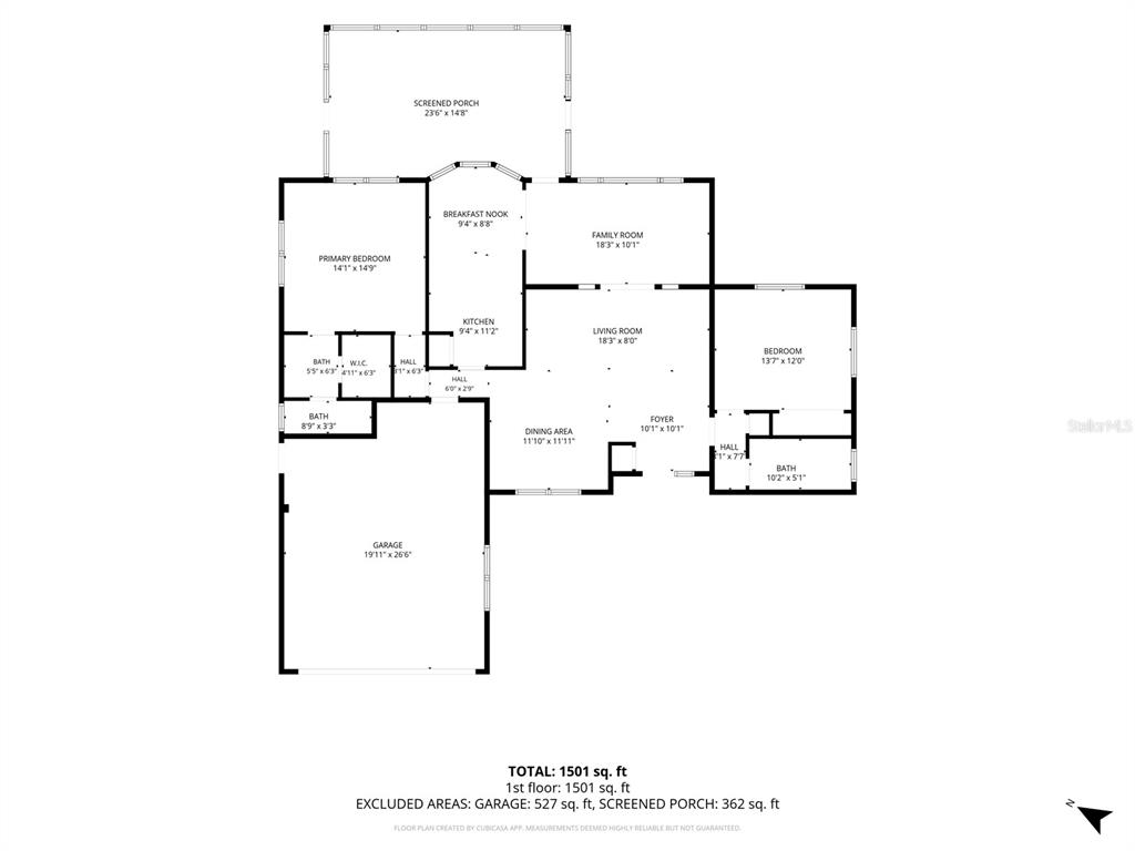 This is a floor plan for a single-story house with a garage and screened porch — 2711 GULF GATE DRIVE, SARASOTA, FL